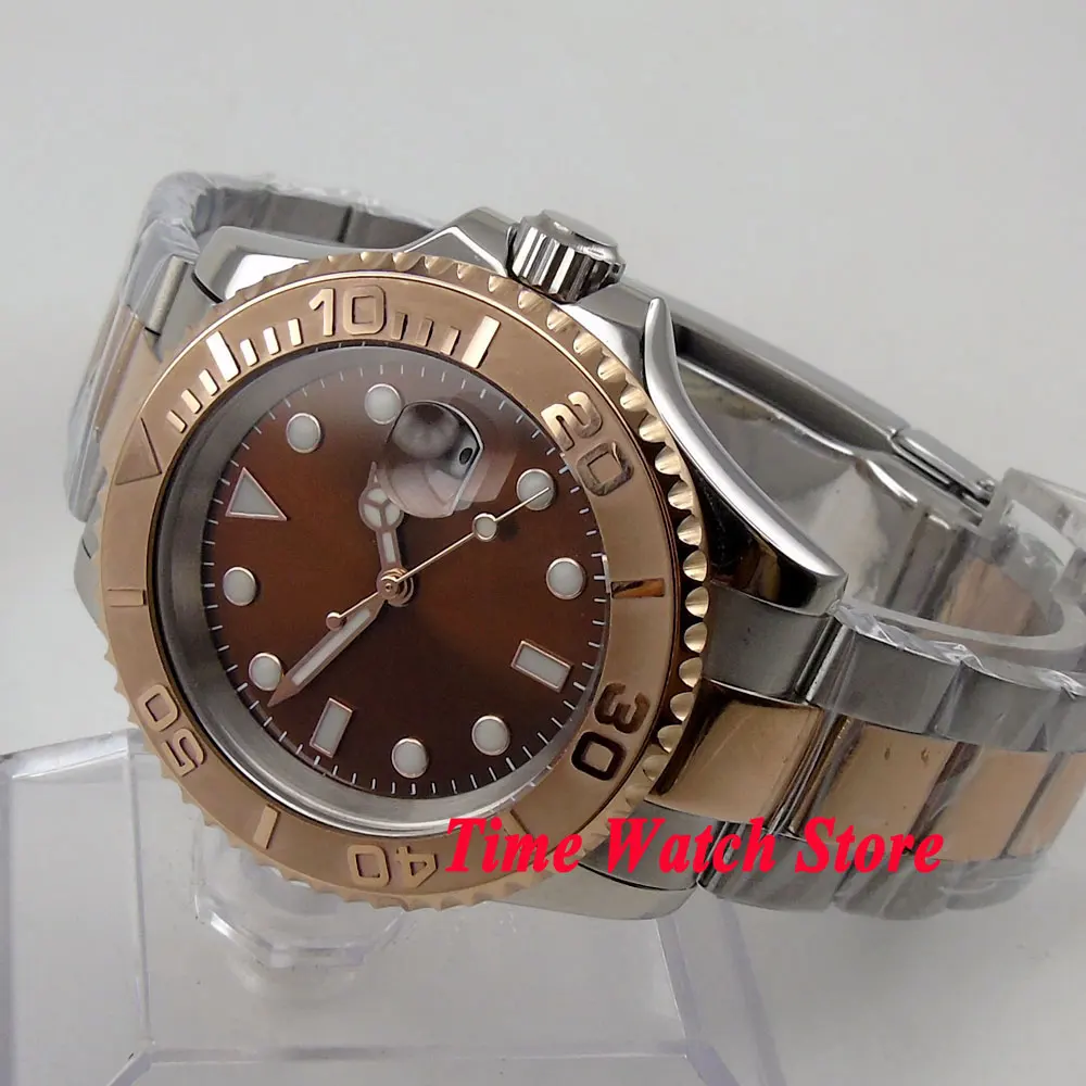 40mm coffee sterial dial saphire glass gold Ceramic Bezel gold case Automatic movement Men's watch BL62 40mm coffee sterial dial saphire glass gold Ceramic Bezel gold case Automatic movement Men's watch BL62