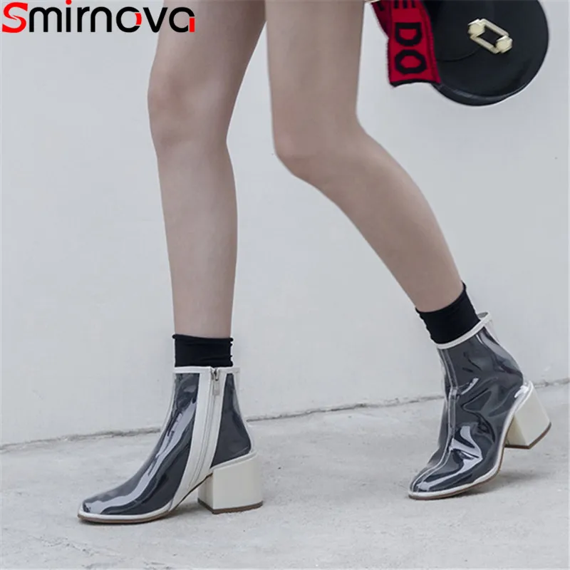 Smirnova/большие размеры 33-43 Модная новая обувь Женские классические ПВХ ботильоны с