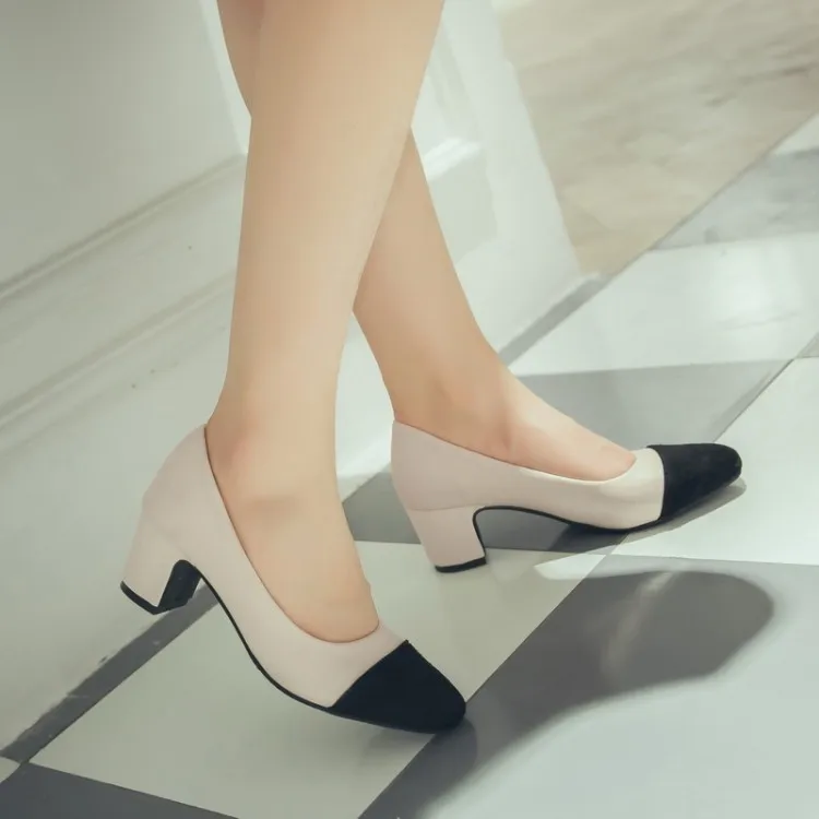 

Big Size 11 12 13 ladies high heels women shoes woman pumps Squarehead Package the heel Package toes Thick with Single shoes