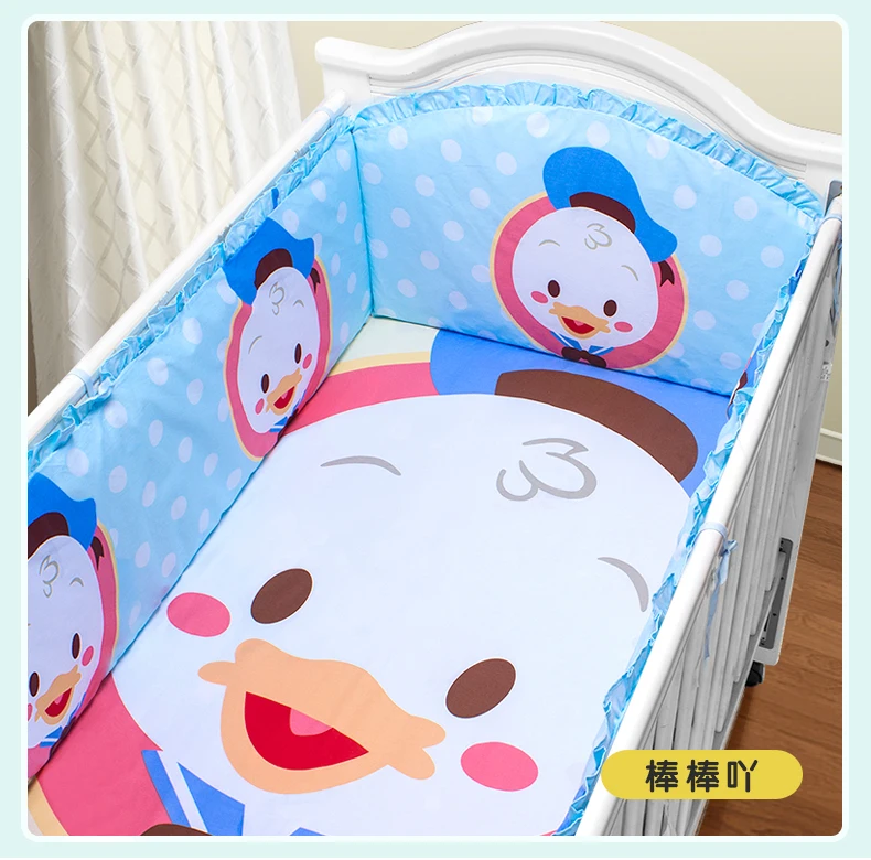 

Promotion! 5PCS thickening bed around piece set bedding cotton 100% cotton baby beding (4bumper+sheet)
