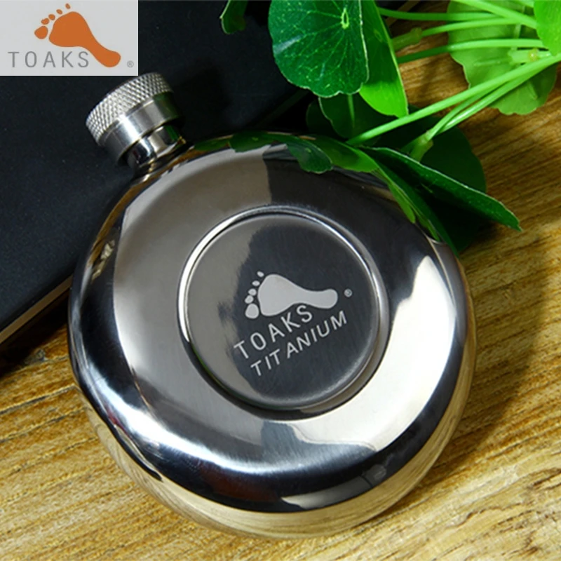 

150ml Hip Titanium Flask Wine Pocket Alcohol Bottle for Liquor Container Whiskey TOAKS Great Gift for Father Family FLASK-150