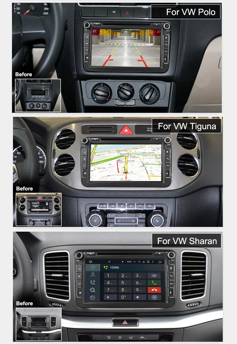 Flash Deal Eunavi 2 din Octa core 4G 64G Android 9 Car DVD GPS for VW Passat CC Polo GOLF 5 6 Touran EOS T5 Sharan Jetta Tiguan Radio dsp 2