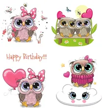 חמוד ינשוף בעלי החיים ברזל על תיקוני חום העברת מדבקות העברה תרמו עבור בגדי ילדים DIY חולצות חולצה תפאורה תוויות הדפסה E(China)