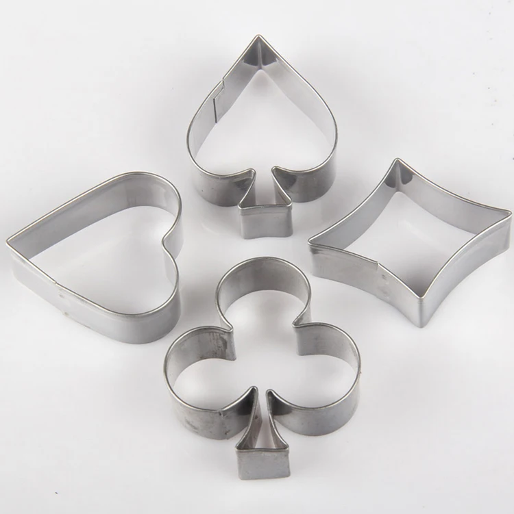 

Poker Play Card Game Party Gambling Baking Cookie Cutter Set Metal Cake Moulds Fondant Kitchen Christmas Decorating Tools M-F61
