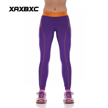 

NEW KYK1034 Sexy Girl Women Solid Purpel Orange Striped High Waist Polyester Fitness Leggings Pants Plus Size