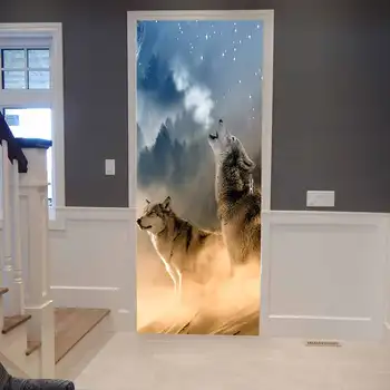 

Creative 3D Wolf Dog Roar For Living Room Bedroom Door Decoration Sticker WallPaper Mural PVC Selfadhesive Waterproof Home Decor