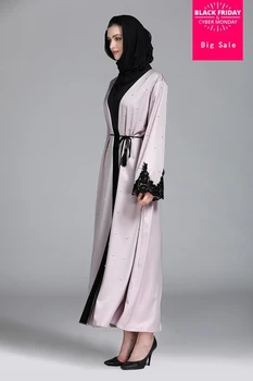 

2018 Adult Casual beading embroidery muslim Robe Musulmane Dubai Fashion Muslim Abaya Dress lace Robes Worship Service Wj2268