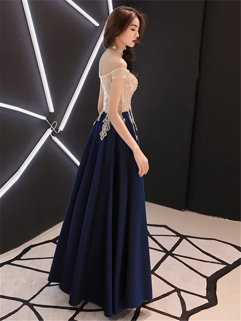 navy and gold evening gown