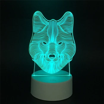 

LED 3D Wolf Head Totem NightLight Acrylic Night Lamp Light Luminary With Touch And Remote Lamps Lights Kids Decoration Mylamp