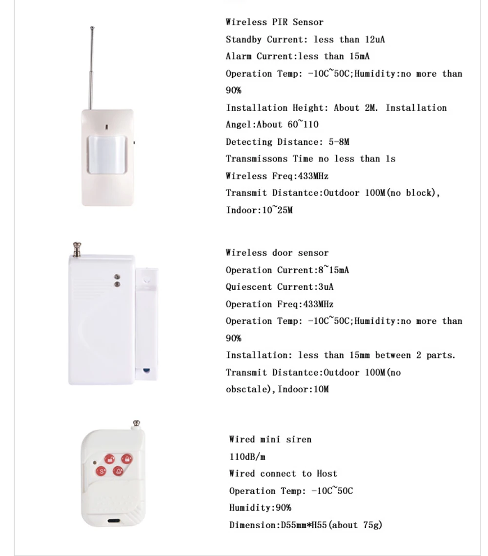 Домашняя защита GSM SMS Беспроводная сигнализация PIR детектор движения дымовая сигнализация с магнитом датчик двери Беспроводная сирена
