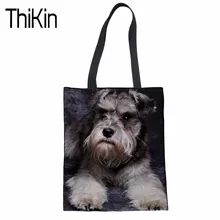 THIKIN Для женщин сумки Шнауцер печатных пользовательских многоразовые сумки женские плечо ткань сумка складная Бакалея Организатор массовых