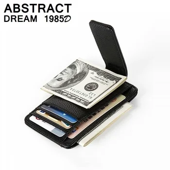 

brand men wallet new casual korea Black pocket ultra thin magnet clip quality purse designer credit card men's Classic wallet