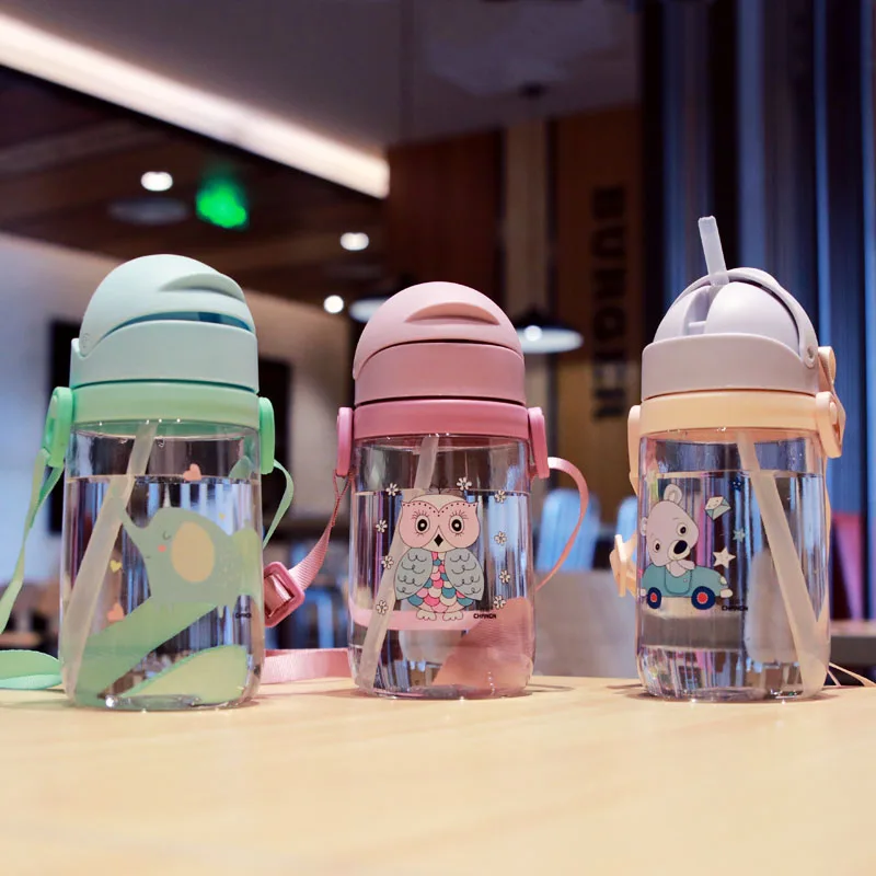 

420ML Kids Plastic Water Bottles Protein Shaker Blender Bottles with Straw BPA Free Portable Sport My Water Bottles