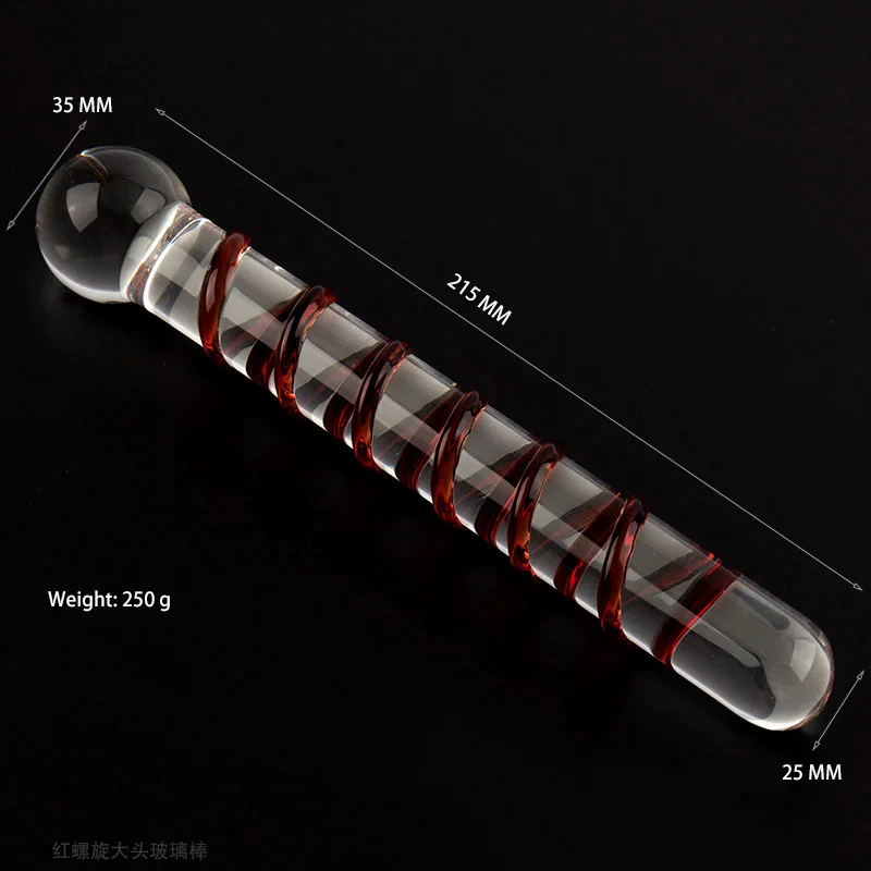 8.5 inches Crystal Pyrex Glass Dildo, Swirl Surface Big Penis Anal Beads Butt Plug Adult Sex Toys for Woman, Sex Products
