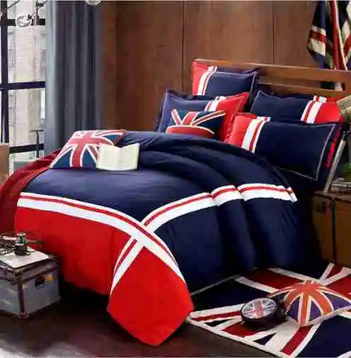 Хлопок, 4 шт., британский стиль, флаг Великобритании, постельные принадлежности для взрослых, полный/Королевский размер, домашний текстиль, Юнион Джек - Цвет: 9