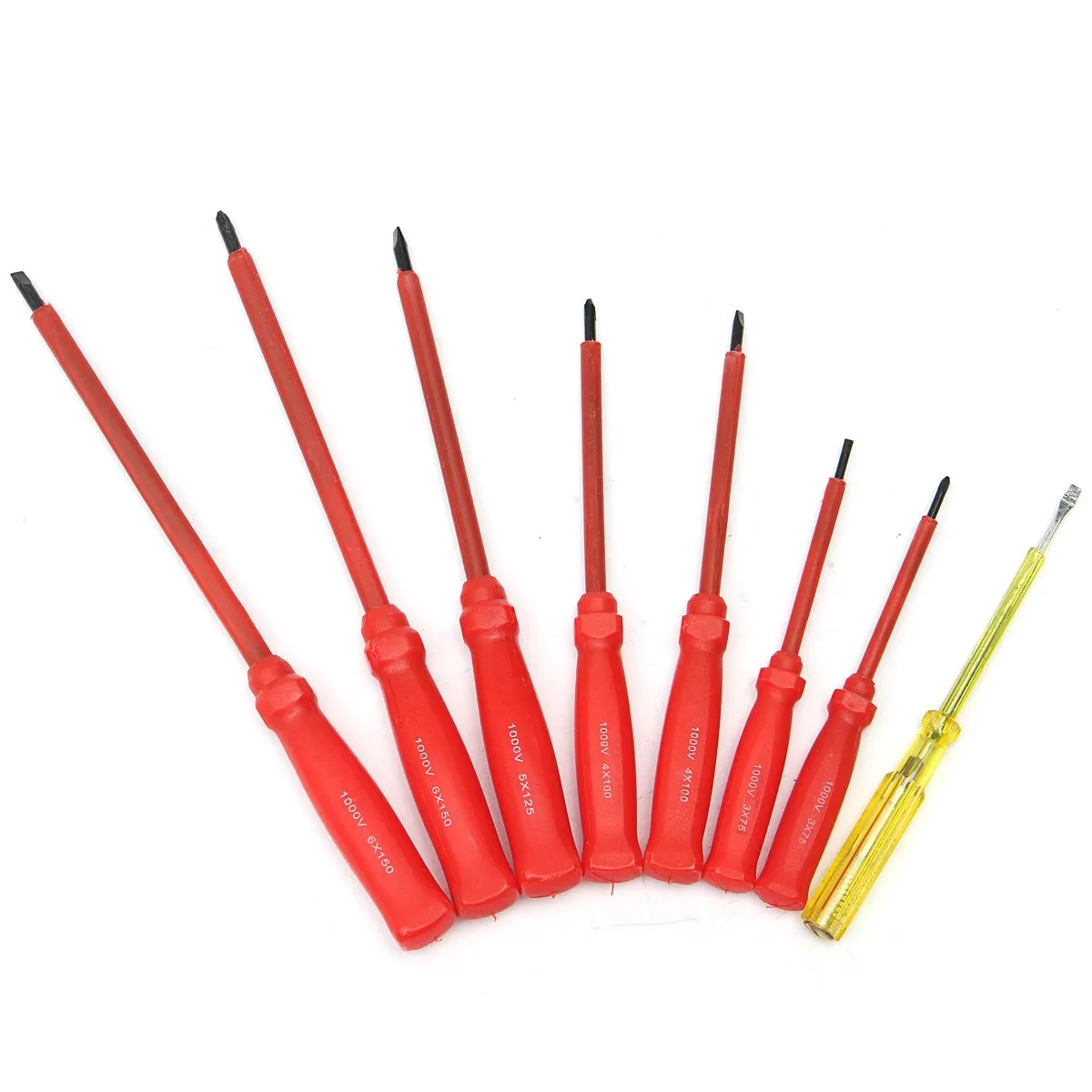 8Pcs/Set Insulated Electricians Screwdriver Mains Electric Tester 1000V