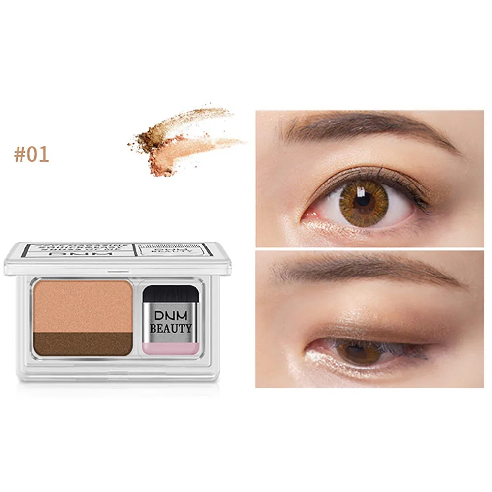 1 Lazy Eye shadow Palette корейский стиль Косметика матовое мерцание два цвета Тени для век штамп Палитра с кистью ню макияж набор - Цвет: 1