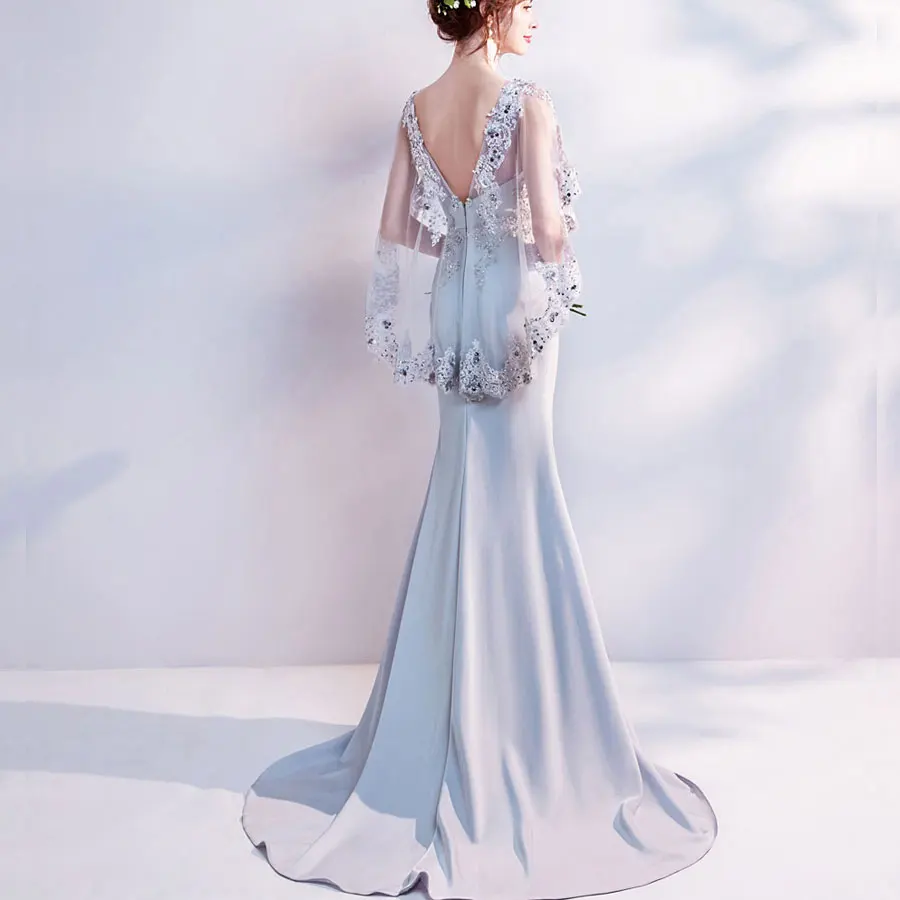 Robe de soiree 2019 nouvelles элегантное бордовое кружевное сатиновое длинное вечернее