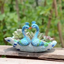 Домашний декор в форме павлина, креативная керамическая ваза для суккулентов, офисное украшение, мини вазы, 2 цвета