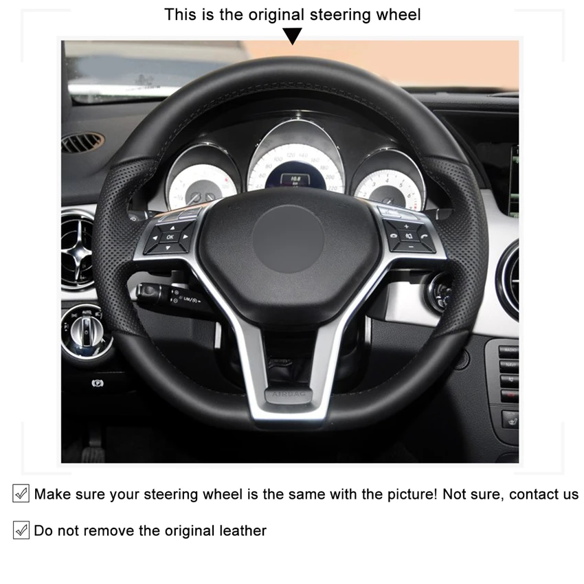 Чехол на руль MEWANT из черной искусственной кожи для Mercedes Benz A Class 2013 2015 CLA 2014 C 2014|leather