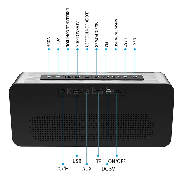 Sardine A10 беспроводной Bluetooth динамик будильник 12 Вт портативный стерео сабвуфер HiFi Динамик Встроенный 2 шт 52 мм большой динамик s