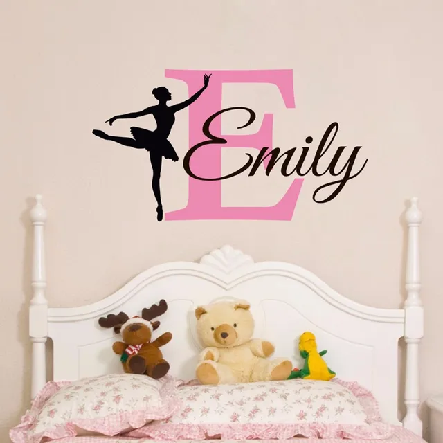 T07016 ballerina adesivo personalizzato neonata nome wall sticker ... Wall stickers personalizzati