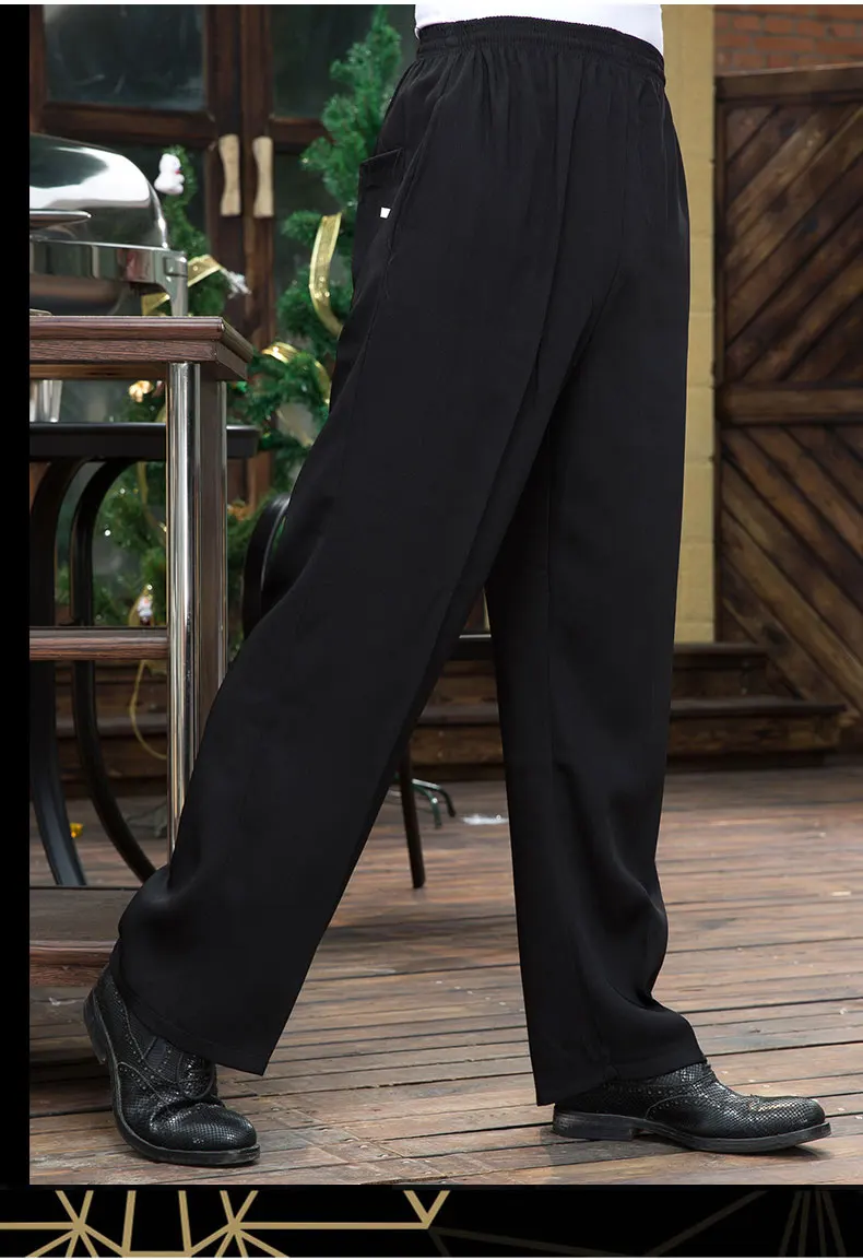 Распродажа черные брюки шеф-повара, ресторанные брюки официанта унисекс, тайские ресторанные брюки повара для мужчин