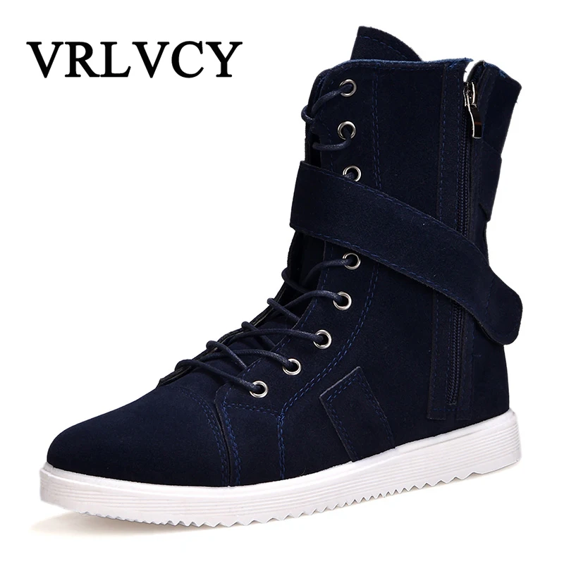 

2018 Men Chelsea boots Ankle Boots Round head strap Military boots safety Shoes Men Keep warm Footwear Boots