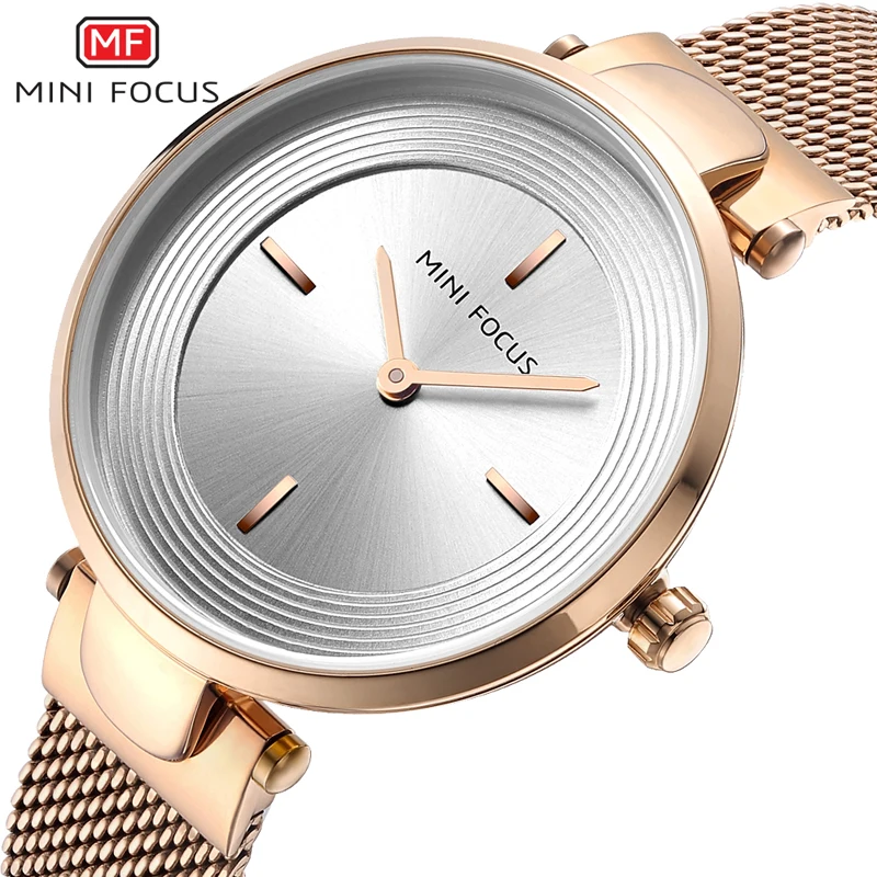 Мини фокус бренд роскошные женские часы водонепроницаемые Простые Модные Повседневные кварцевые женские часы для женщин розовое золото Relogio Feminino