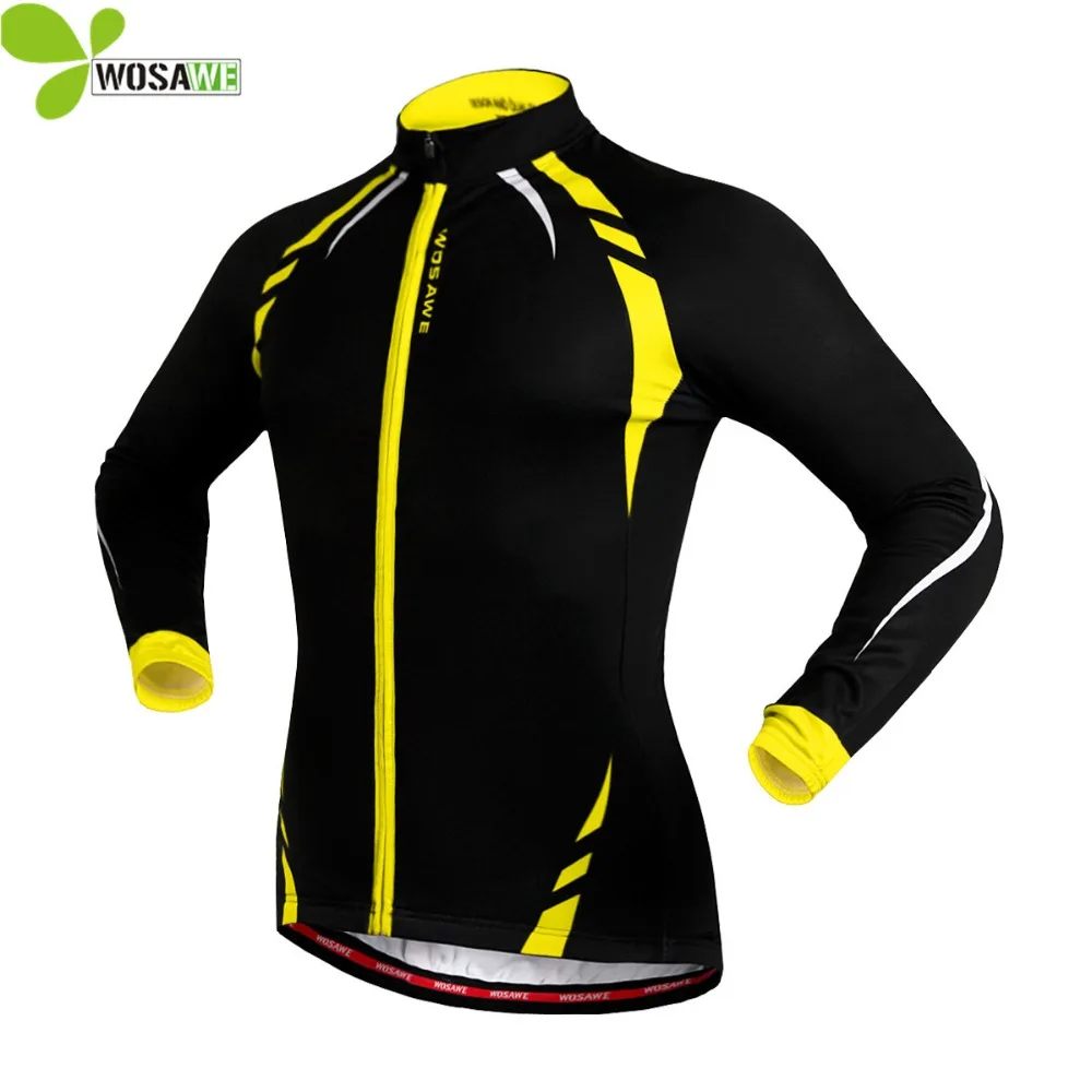 Image WOSAWE Thermal Fleece Long Running Jackets Winter Bicycle Clothing Windproof Cycling Jerseys Outdoor Sports Coat