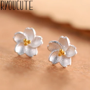 

Fashion Silver Color Cherry Blossoms Flower Earrings for Women Girls Earrings Pendientes Brincos Wedding Jewelry