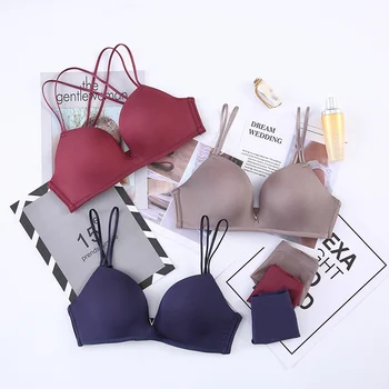 

Women Push Up Padded Bras Smooth Bras Briefs Sets Seamless Low Waist Briefs Set