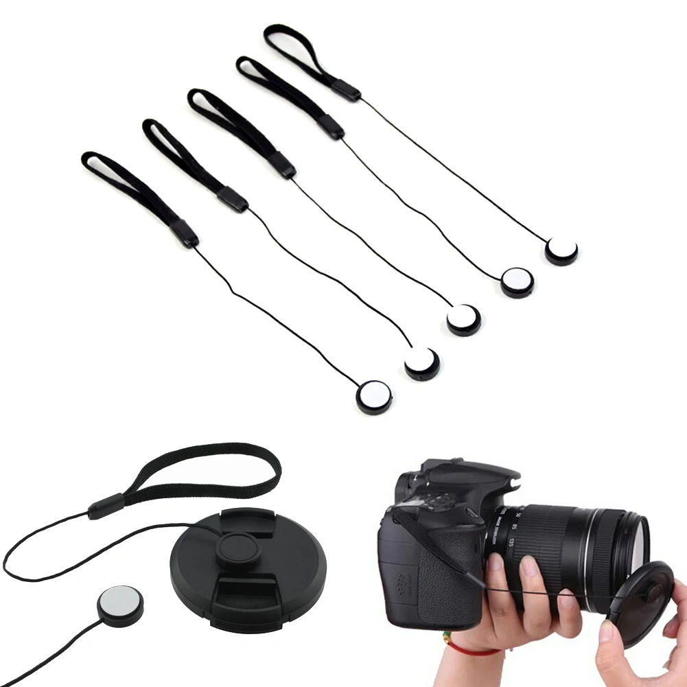 5pcs/lots Dslr Lens Cover Cap Holder Keeper Strap Cord String Leash