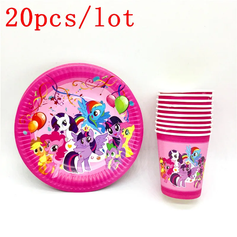 

Party Supplies 20pcs My little Pony Theme Party Grace Party Decoration 10 People Use Disposable Cutlery Set Paper Cup