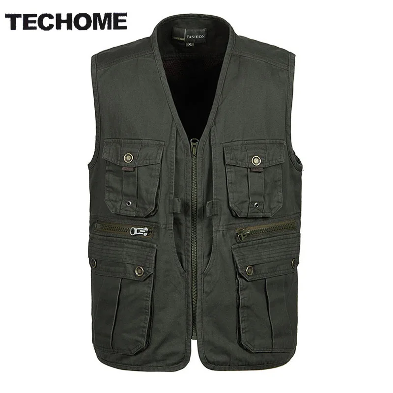 Multifunctional Mens Cotton Army Green Khaki Military Vest Male Copper