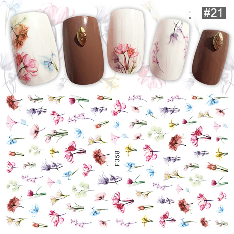 LEMOOC, 1 лист, рельефные 3D наклейки для ногтей, Цветущий цветок, стикеры 3D на ногти Nail Art, наклейки, клей, маникюр, дизайн ногтей, декоративные наклейки - Цвет: Pattern 20