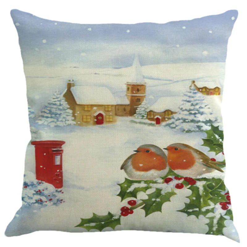 Наволочка для подушки в рождественском стиле с птицей и снегом 45X45 см, Рождественский декоративный чехол на подушки, декоративная наволочка для подушки 30
