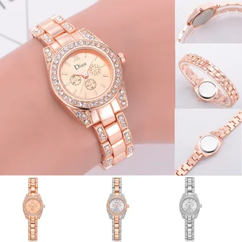 

Montre femme 2019 Luxury Fashion Rose Gold Plated Women's Elegant Rhinestone Bracelet Quartz Watch Ladies Dress Watches