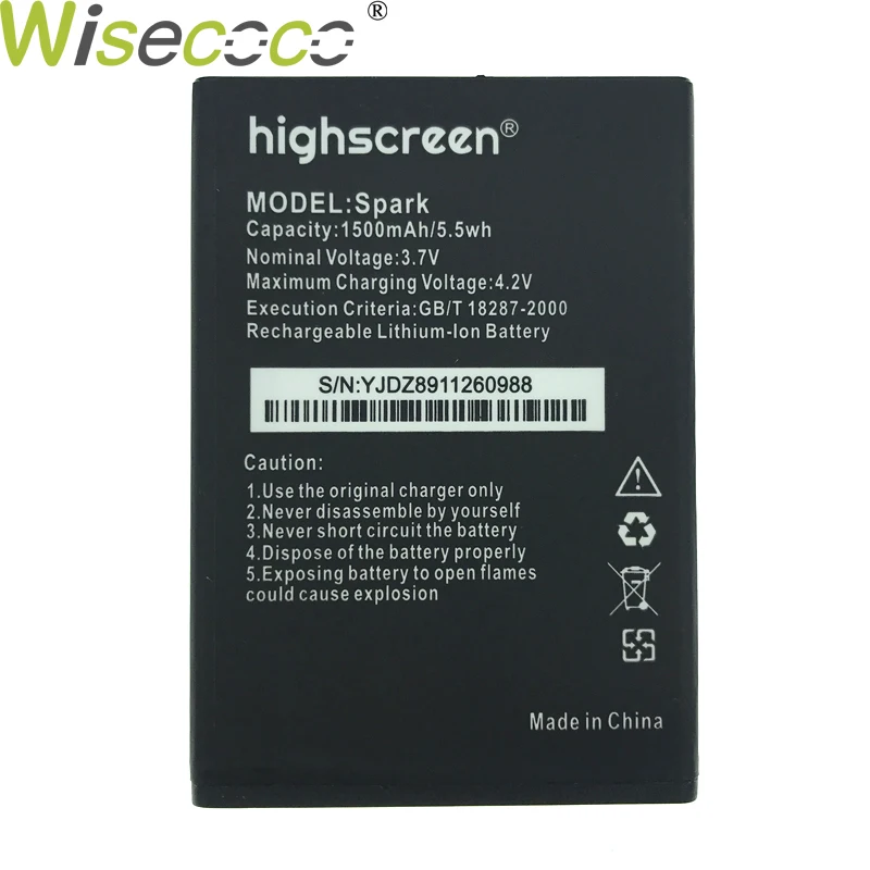 WISECOCO 2 шт. 1500 мАч Spark Аккумулятор для Highscreen Spark телефон батареи Замена с номером отслеживания