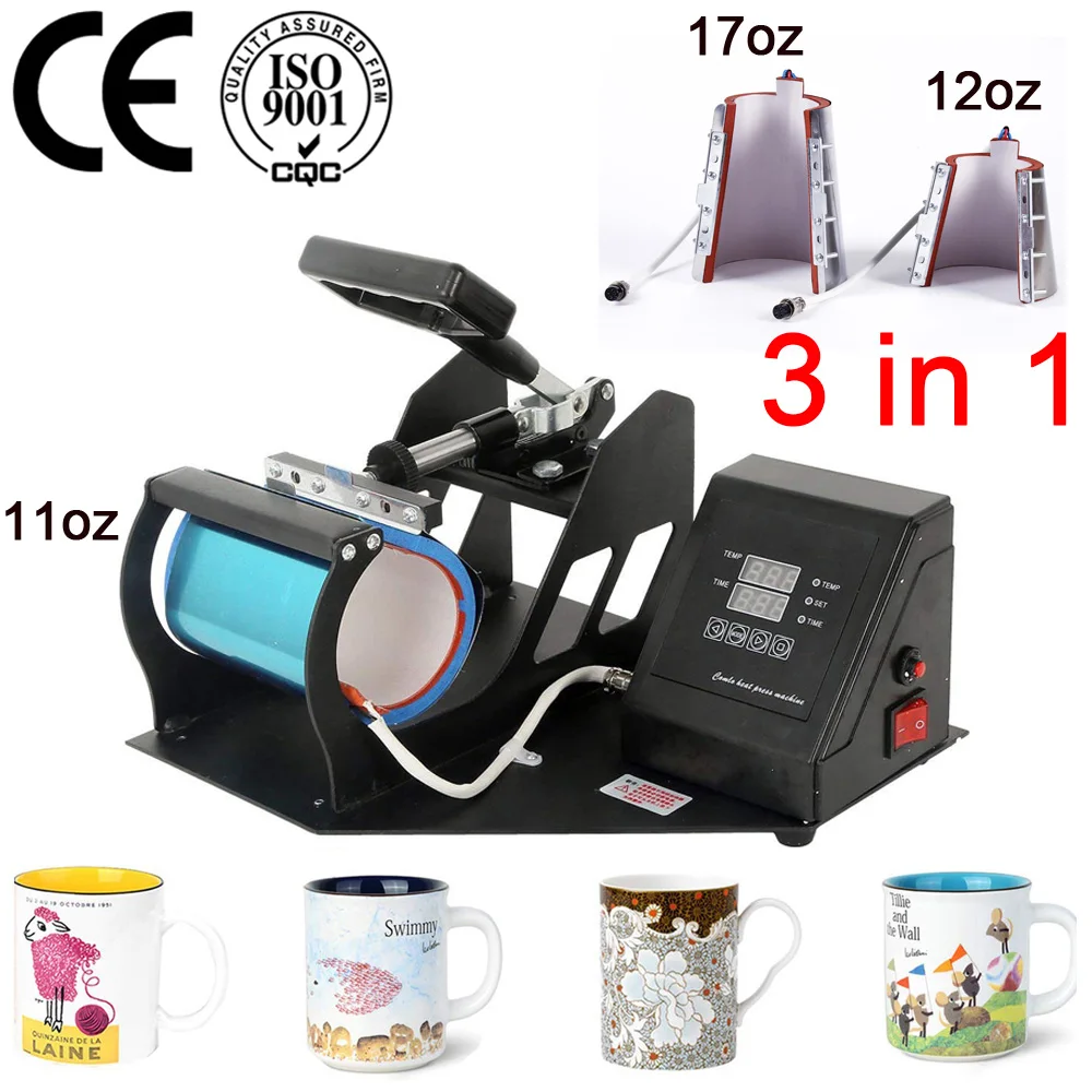 

double display 3 in 1 Mug Press Machine Sublimation Printer Heat Transfer Mug Printing Machine for Mug Cup 11/12/17OZ