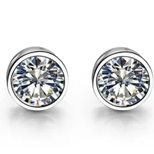 0.5Ct/каждый Романтический круглой огранки Муассанит SOLID 14 К 585 Белое золото обручальное серьги стержня Подарок на годовщину свадьбы oem ювелирные изделия