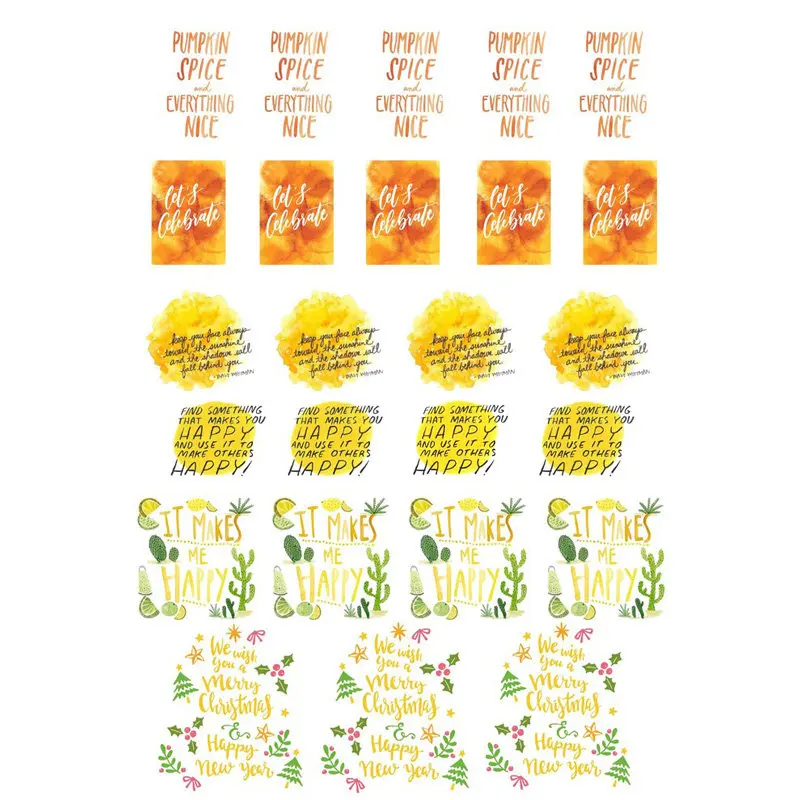 2 pcs yellow happy words diy decor scrapbook bullet
