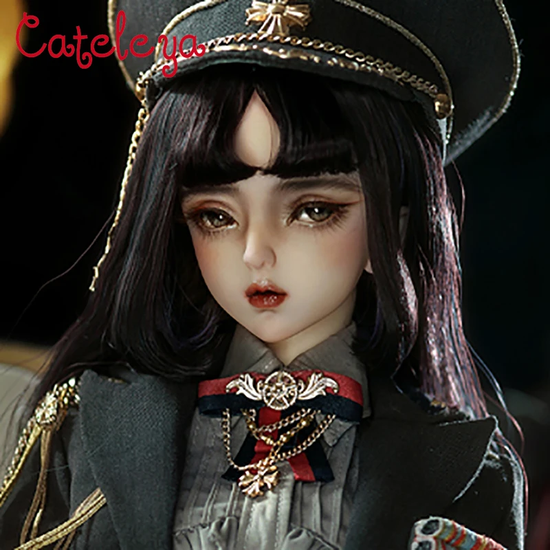 

Cateleya bjd doll wig, 1/3 female military uniform three knife flat pear flower wig Doll Accessories