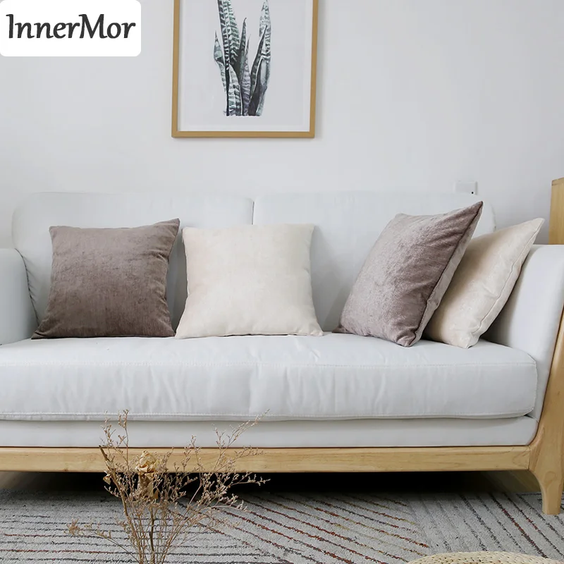

Innermor Simple solid Cushion Cover soft Chenille Pillow Case Home modern decorative For sofa bed car seat45x45 50x50 ready made