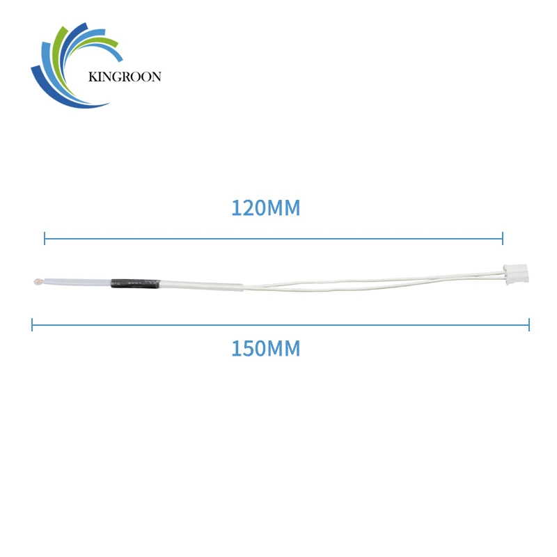 KINGROON 100K NTC 3D 프린터 서미스터(PH2.0-2pin 터미널 포함) NTC3950 온도 센서(120mm 케이블 히트베드 서미스터 포함)