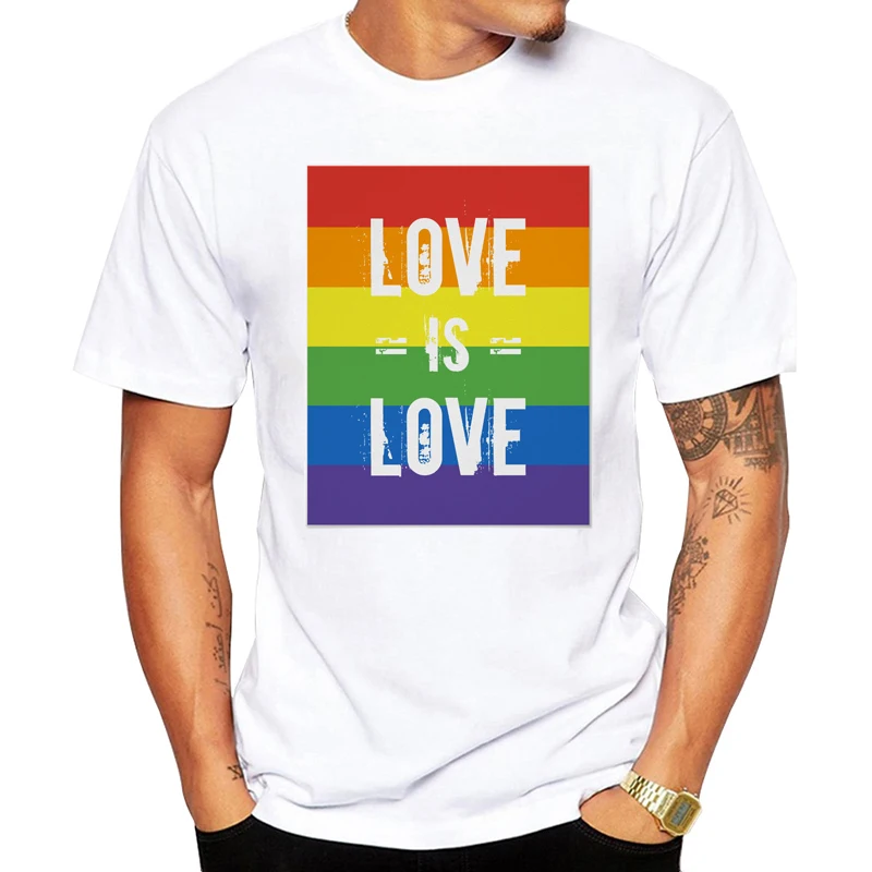Футболка с принтом в виде радуги для мужчин и женщин, летняя повседневная футболка с принтом Love is Love, одежда унисекс