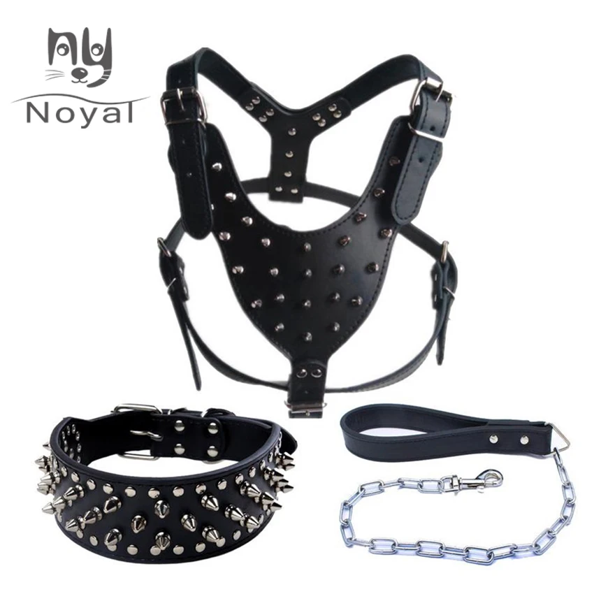 Dog Collar For Large Medium Dogs Harness Rivets Of Metal Pet Harness Durable Convenient Dog Collar Leashes Harness