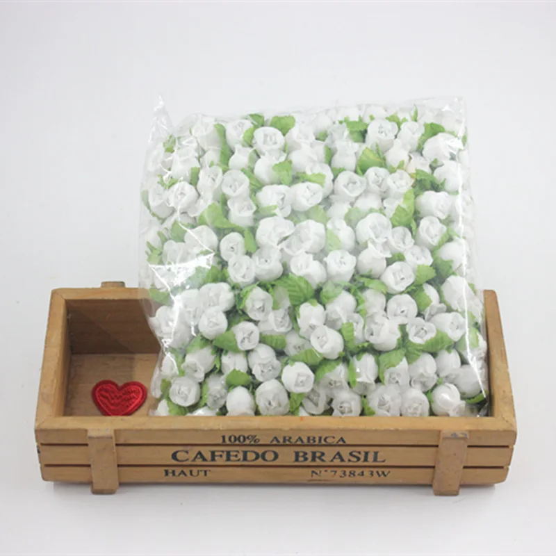 12 гроздей 1,2 см винтажный Свадебный букет из граната розы, имитация Шелкового букета - Цвет: White