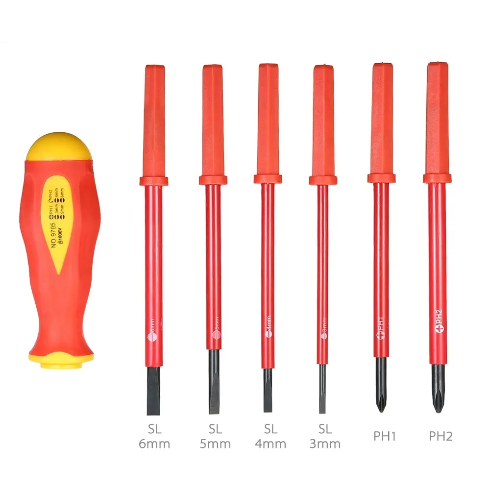 7 шт 1000 V Набор отверток с изоляцией с магнитной плоская и крестообразная отвертка Биты мягкие ручки электрики работы ремонт инструментов