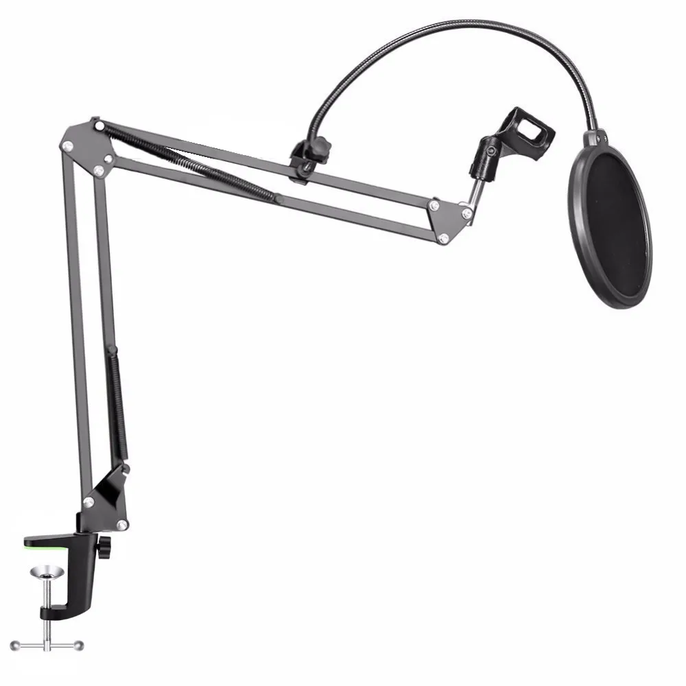 

Original Brand Metal Extendable Recording Microphone Stand Tripod Boom Scissor Arm Holder With Microphone Clip Mounting Clamp